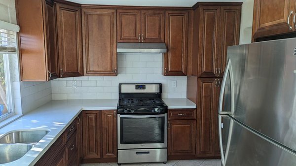 Ontario Kitchen Remodel - This client had been wanting to update their home for some time! We had such an amazing time watches the faces of our client light up seeing new cabinets go in the same day! We installed new cabinets, countertops, tile backsplash and lighting! Ontario Kitchen Remodel - This client had been wanting to update their home for some time! We had such an amazing time watches the faces of our client light up seeing new cabinets go in the same day! We installed new cabinets, countertops, tile backsplash and lighting!