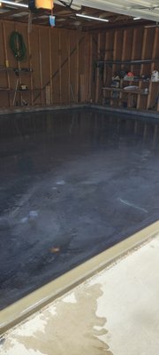 Garage floor - The garage is in good condition, the problem was it was taking in water, so we poured a 3 in cap to bring the grade up therefore watere can't get it. Garage floor - The garage is in good condition, the problem was it was taking in water, so we poured a 3 in cap to bring the grade up therefore watere can't get it.