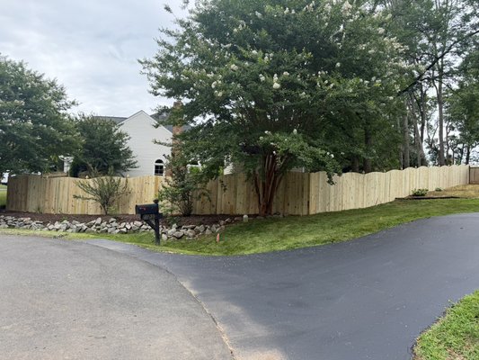 6 foot high wooden privacy fence replacement in Woodbridge, Virginia on June 2026. - Backyard wood privacy fence installed in Woodbridge, Virginia by your local fence contractor. This fence was built of #2 pressure treated pinewood utilizing 1x6 boards, 4x4 gothic posts and 6x6 gate gothic posts.
The posts were secured with concrete 6 foot high wooden privacy fence replacement in Woodbridge, Virginia on June 2026. - Backyard wood privacy fence installed in Woodbridge, Virginia by your local fence contractor. This fence was built of #2 pressure treated pinewood utilizing 1x6 boards, 4x4 gothic posts and 6x6 gate gothic posts.
The posts were secured with concrete