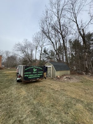Merrimack Shed Demo - This was a shed demolition we did over in Merrimack, NH. Roughly 10x12 homemade shed that the homeowner needed gone before he listed his property for sale. Always a fun time doing these! Merrimack Shed Demo - This was a shed demolition we did over in Merrimack, NH. Roughly 10x12 homemade shed that the homeowner needed gone before he listed his property for sale. Always a fun time doing these!