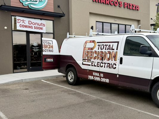 DK Donuts opening soon - We spent today completing the electrical work for a local donut shop remodel that will be opening soon in Kuna, ID.

We enjoy being part of projects like this and helping local businesses get their spaces ready to open.