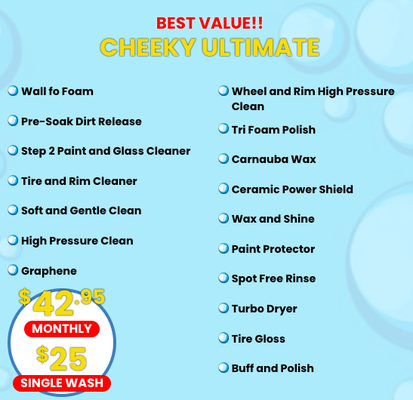 Our Packages - As a member of Cheeky Monkey Wash you receive unlimited car washes based on the car wash package selected for you, and your membership fee is paid on the anniversary of purchase monthly using an automatic credit card payment.