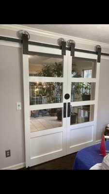 Custom screened barn doors! - Customer wanted a special barn door to be able to hear her birds and keep the dogs away! Everything was custom made, so the results are unique! Custom screened barn doors! - Customer wanted a special barn door to be able to hear her birds and keep the dogs away! Everything was custom made, so the results are unique!