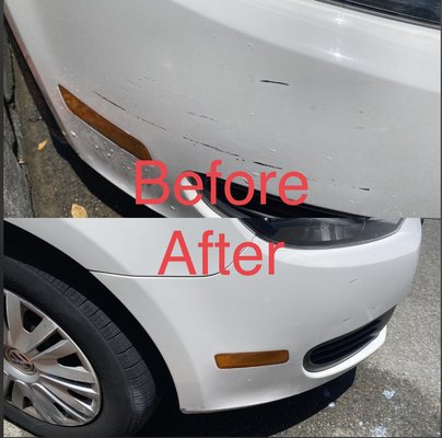 White VW Scratch removal and clay bar service - This car had scratches removed and clay bared to perfection.