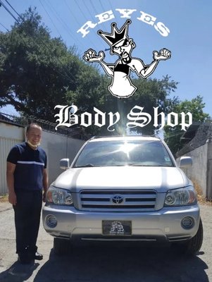 Kenny's 05 Toyota Highlander - Kenny contact us thru Yelp. He needed his front bumper repair. We suggested to replace the front bumper instead of repairing since it's in the front. Kenny agreed to replace it instead of repairing it. He came to our shop so we order his new bumper and also so we could get the color code of his 05 Toyota Highlander and a sample, so we could color match it as close as possible. Bumper was order same day and it arrived the next day! we prep it, painted and then we schedule a day for Kenny to bring his Highlander so we could install his new bumper. When the Highlander arrived to our shop. We saw that the headlights were a bit foggy. Since we are taking the front bumper off we decided to clean them up so the whole front end looks great again. Kenny didn't have to worry about not having his Highlander since we got it done in couple of hours. Kenny's 05 Toyota Highlander - Kenny contact us thru Yelp. He needed his front bumper repair. We suggested to replace the front bumper instead of repairing since it's in the front. Kenny agreed to replace it instead of repairing it. He came to our shop so we order his new bumper and also so we could get the color code of his 05 Toyota Highlander and a sample, so we could color match it as close as possible. Bumper was order same day and it arrived the next day! we prep it, painted and then we schedule a day for Kenny to bring his Highlander so we could install his new bumper. When the Highlander arrived to our shop. We saw that the headlights were a bit foggy. Since we are taking the front bumper off we decided to clean them up so the whole front end looks great again. Kenny didn't have to worry about not having his Highlander since we got it done in couple of hours.