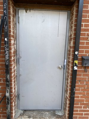Change glass door to metal door - Customer wanted a metal door instead of glass door and door way repaved