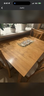Converted maple table - I was happy to convert this beautiful maple table from a 4‘ x 3‘ to a 3‘ x 3‘ table so she has more space . Thank you Laura this was a fun little project. Converted maple table - I was happy to convert this beautiful maple table from a 4‘ x 3‘ to a 3‘ x 3‘ table so she has more space . Thank you Laura this was a fun little project.