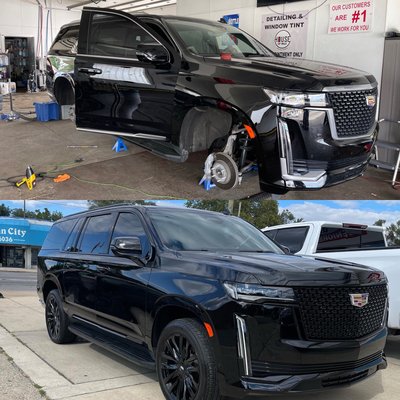 21’ Escalade full chrome delete wrap , Window tinting & Wheel Powder coat! - 2021 Cadillac
Escalade in for a Very detailed Chrome Blackout beside
badges
, Along with the chrome wheels being powder
coated gloss black thanks to our new partners 21’ Escalade full chrome delete wrap , Window tinting & Wheel Powder coat! - 2021 Cadillac
Escalade in for a Very detailed Chrome Blackout beside
badges
, Along with the chrome wheels being powder
coated gloss black thanks to our new partners