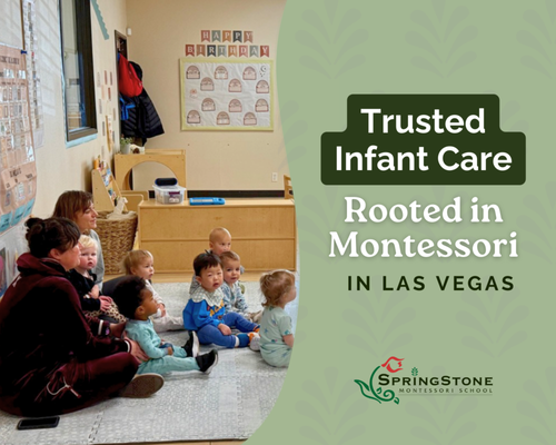 Our Infant Program - The SpringStone Nido classrooms are happy and have a peaceful environment. The Nido (Italian for “nest”) infant program welcomes children as young as 6 weeks of age. It is a place where each child is treated as an individual to be nurtured with love and respect. Teachers speak in gentle tones and provide a comfortable and loving atmosphere to our babies. Our Infant Program - The SpringStone Nido classrooms are happy and have a peaceful environment. The Nido (Italian for “nest”) infant program welcomes children as young as 6 weeks of age. It is a place where each child is treated as an individual to be nurtured with love and respect. Teachers speak in gentle tones and provide a comfortable and loving atmosphere to our babies.