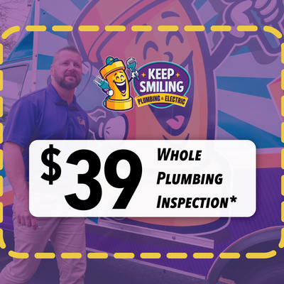 $39 Whole Plumbing Inspection - *Call for conditions and restrictions. Present offer at time of service. Not available to combine with other offers.
If you're in the process of buying or selling your home in Metro Atlanta, GA, it is wise to arrange for an expert plumbing inspection by a certified plumber at Keep Smiling Plumbing, Electric, Heating & Cooling. This inspection provides a thorough evaluation of your Georgia home's plumbing system by a certified professional. Even if you're not planning to move soon, it's beneficial to have periodic plumbing Inspections to ensure the longevity and efficiency of your plumbing system. $39 Whole Plumbing Inspection - *Call for conditions and restrictions. Present offer at time of service. Not available to combine with other offers.
If you're in the process of buying or selling your home in Metro Atlanta, GA, it is wise to arrange for an expert plumbing inspection by a certified plumber at Keep Smiling Plumbing, Electric, Heating & Cooling. This inspection provides a thorough evaluation of your Georgia home's plumbing system by a certified professional. Even if you're not planning to move soon, it's beneficial to have periodic plumbing Inspections to ensure the longevity and efficiency of your plumbing system.