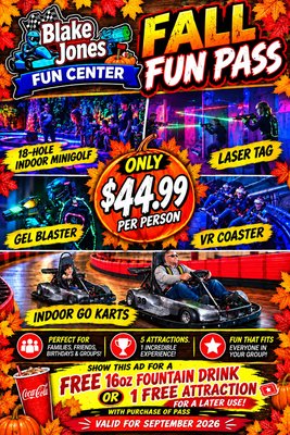 All New Blake Jones Fun Center - All new Blake Jones Fun Center that just went under remodel and is now open! We offer Pigeon Forges ONLY Indoor Go-Karts, Gel Blasters, and VR Coaster! We also have Laser Tag, 18-Hole Minigolf, Arcade, and a party room!