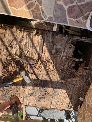 Outdoor Balcony Steps Repair And Waterproofing - Water was getting through these stairs and landing but customer only had enough tile to do the landing, which was the critical spot. The landing is now water resistant, but arrangements still need to be made for the stairs.