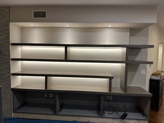 In-Shelf LED Lighting  - This was a beautiful luxury apartment, located in the Denver area, and the customer requested the installation of LED strip lighting to bring the art that will be placed on the shelving to life. They were great customers to work with, and we were all very pleased with the final product! In-Shelf LED Lighting  - This was a beautiful luxury apartment, located in the Denver area, and the customer requested the installation of LED strip lighting to bring the art that will be placed on the shelving to life. They were great customers to work with, and we were all very pleased with the final product!