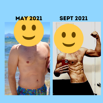Fat Loss and Muscle Gain - Here’s a 4 month online/remote coaching client transformation. This individual's goals were to lose body fat and gain muscle at the same time. He'd 
 previously been in a huge calorie deficit and was working almost every day doing HIIT Classes. His main concern was that he was exhausting his body through exercise and calorie restriction and wanted a more tailored made program to help him reach his goals without restricting himself or feeling miserable. So I told him to bump up his calories, eat more protein and focus more on lifting heavy compound movements via a program I specifically designed for his body! This is a great example of not needing to feel like crap and restricting yourself in order to reach your goals. You just need a tailored made program and the accountability/motivation to adhere to it for the long haul. He’s done a great job sticking to the program and the results speak for themselves!