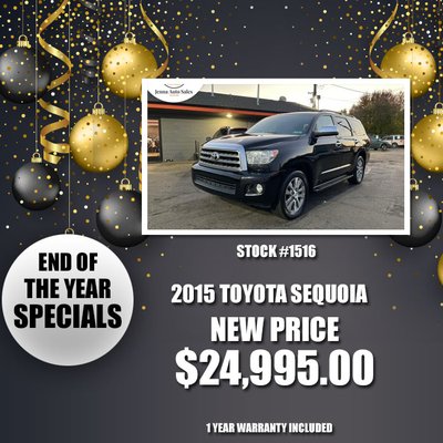 2015 Toyota Sequoia Limited 4WD $24,995.00 - 2015 Toyota Sequoia 4WD 5.7L Limited (Natl)|172,797 Miles|Four Wheel DriveBlack Exterior | 5.7 8 Cylinder Engine |Automatic Transmission |
At Jenna Auto Sales We Stand Behind Our Product and Treat Everyone Like Family.
We Finance Good/Bad/No Credit
Same-Day Loan Approval
Carfax Provided
Up to 5 Years Warranty
English, Arabic y Hablamos Español.
Call us at 586-200-5777 2015 Toyota Sequoia Limited 4WD $24,995.00 - 2015 Toyota Sequoia 4WD 5.7L Limited (Natl)|172,797 Miles|Four Wheel DriveBlack Exterior | 5.7 8 Cylinder Engine |Automatic Transmission |
At Jenna Auto Sales We Stand Behind Our Product and Treat Everyone Like Family.
We Finance Good/Bad/No Credit
Same-Day Loan Approval
Carfax Provided
Up to 5 Years Warranty
English, Arabic y Hablamos Español.
Call us at 586-200-5777