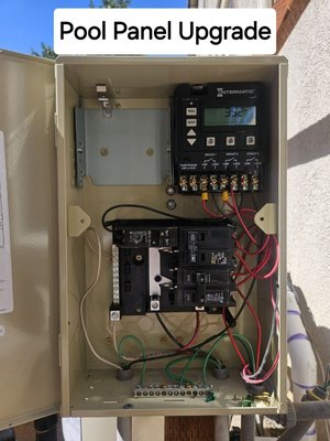 Pool Electrical Panel - This pool pool panel is a basic install, from a small basic panel to a full Pool automation panel, we got you cover. this panel has a smart timer to control pool pump and pool lights, customer is very happy to control the pool lights on set schedule. Pool Electrical Panel - This pool pool panel is a basic install, from a small basic panel to a full Pool automation panel, we got you cover. this panel has a smart timer to control pool pump and pool lights, customer is very happy to control the pool lights on set schedule.