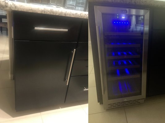 Converting Cabinets to Wine Fridge - My clients wanted to upgrade from a basic kitchen island to a wine fridge. I helped them find a great electrician for the project and worked closely with him to help them get the job done quickly and efficiently. Converting Cabinets to Wine Fridge - My clients wanted to upgrade from a basic kitchen island to a wine fridge. I helped them find a great electrician for the project and worked closely with him to help them get the job done quickly and efficiently.