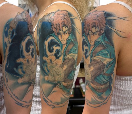 Colbey's love for everything anime and manga - While Colbey is skilled in nearly all styles of tattooing, and he is equally comfortable working both in color AND black and gray, he has a particular love for all images with roots in anime and manga sources