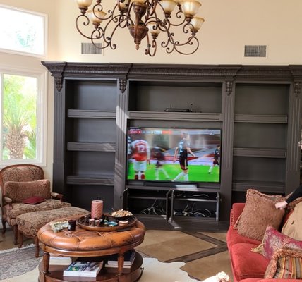 Solid Wood Entertainment Center - This upgrade in change of color was done in two days customer wanted a fresh look. It turn out beautiful just like new!