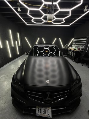 Satin Black Vinyl Wrap - Full car satin black vinyl wrap and chrome delete on a Mercedes E350 Satin Black Vinyl Wrap - Full car satin black vinyl wrap and chrome delete on a Mercedes E350