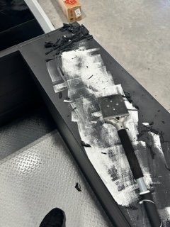 Tear out and replace - This job our customer had a cut rate spray on liner put on their utility truck. Some areas we could scrape it off with our thumb nail. Needless to say we had to remove the entire liner then spray our product for a lifetime of protection. Tear out and replace - This job our customer had a cut rate spray on liner put on their utility truck. Some areas we could scrape it off with our thumb nail. Needless to say we had to remove the entire liner then spray our product for a lifetime of protection.