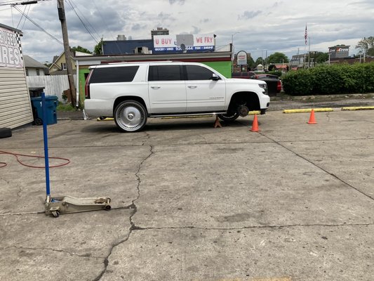 Customer came in needing a rim repair. Being a 30 inch rim. It took us about an hour but we got the customer back on the road safely. - We did rim repair on 30 inch rim for customer Customer came in needing a rim repair. Being a 30 inch rim. It took us about an hour but we got the customer back on the road safely. - We did rim repair on 30 inch rim for customer
