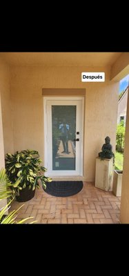 Door Replacement - Single French door Replacement. It went from an old plastic door to a new Metal Impacted Glass door. Door Replacement - Single French door Replacement. It went from an old plastic door to a new Metal Impacted Glass door.