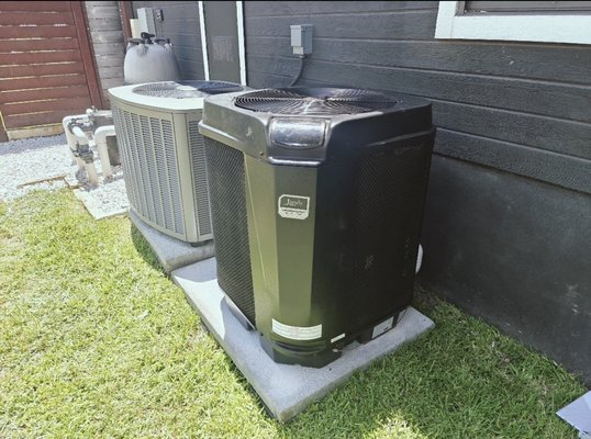 Heat and Cool Pump Installation (Heat Pump, Chiller) - Extend the swim season by installing an energy efficient heat and cool pump. This type of heat pump will act as a chiller during the hot summer months and heat your pool during the fall and winter months.

No gas required. Electrical unit installed within a day of customer request before a very hot summer weekend.