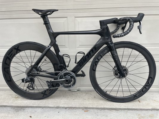 Custom Bike Set up - This is a custom conversion on a Giant Propel Advanced SL. We needed to find a way to get an Enve Aero Bar on a proprietary Stem/Bar set up without compromising the form or function of the bike.
Bring us your custom project and we can make your dream bike a reality. Custom Bike Set up - This is a custom conversion on a Giant Propel Advanced SL. We needed to find a way to get an Enve Aero Bar on a proprietary Stem/Bar set up without compromising the form or function of the bike.
Bring us your custom project and we can make your dream bike a reality.