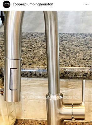 Kitchen faucet install - This is our most popular kitchen faucet install.

Pull out spray , single handle , gooseneck kitchen faucet in chrome or brushed nickel finish. 

…. There are other finishes that can be special ordered .