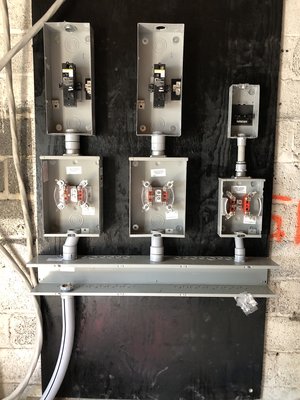 Meter and disconnect panel for 2 familly in west New York nj - We were asked to prepare new main service board with meter boxes and disconects, ready to inground main service line  connect