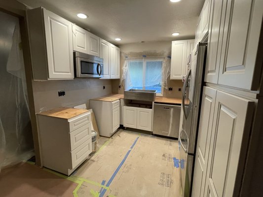 Work in progress - Full kitchen remodel. Recess lighting, under cabinet lighting, usb outlets and Lutron caseta smart lighting. Work in progress - Full kitchen remodel. Recess lighting, under cabinet lighting, usb outlets and Lutron caseta smart lighting.