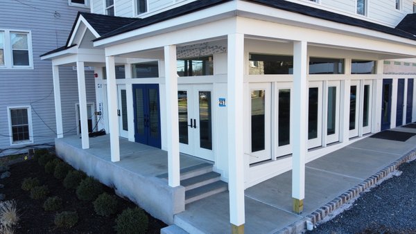 Main st, Madison NJ - New Construction featuring GAF Camelot shingles, James Hardie siding, Provia Signet Fiberglass doors finished with Azek PVC trim boards. Main st, Madison NJ - New Construction featuring GAF Camelot shingles, James Hardie siding, Provia Signet Fiberglass doors finished with Azek PVC trim boards.