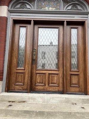 Revitalize & Restore: Front and Back Door Renewal Project - Door Restoration Project: We transformed the front and back doors by completely renewing their finish and stain. The refreshed look enhances the building’s curb appeal and improves the doors' durability against weathering. Check out the dramatic before-and-after photos to see the difference! Revitalize & Restore: Front and Back Door Renewal Project - Door Restoration Project: We transformed the front and back doors by completely renewing their finish and stain. The refreshed look enhances the building’s curb appeal and improves the doors' durability against weathering. Check out the dramatic before-and-after photos to see the difference!