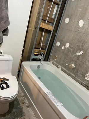 Bathtub insulation it is not Completed yet - Convert shower base to a bathtub project is not completed yet Bathtub insulation it is not Completed yet - Convert shower base to a bathtub project is not completed yet