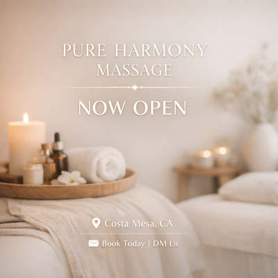 Professional masseuse - Relax • Restore • Balance
A Space for Your Wellness
Where Body & Mind Align
Pure Touch. True Relaxation.
📍Costa Mesa, CA Professional masseuse - Relax • Restore • Balance
A Space for Your Wellness
Where Body & Mind Align
Pure Touch. True Relaxation.
📍Costa Mesa, CA