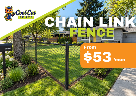 Chain Link Fence - Chain-link fences are a great option when looking for an affordable and low-maintenance fence. Plus, chain-link fencing is extremely durable!