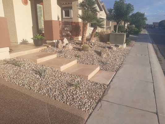 North Las Vegas - This was a front yard that owners were sick. We completed a desert conversion, water friendly xeriscape which requires very little water. North Las Vegas - This was a front yard that owners were sick. We completed a desert conversion, water friendly xeriscape which requires very little water.