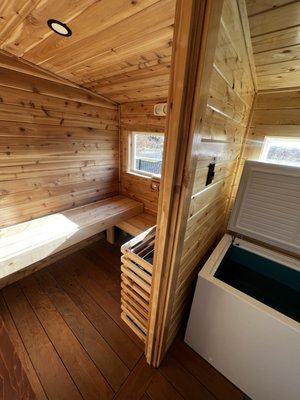 Custom Sauna/Plunge House - This customer wanted a custom sauna and cold plunge spot at their home! Check out what our team did! Are you interested in custom projects for your home? Call us today!