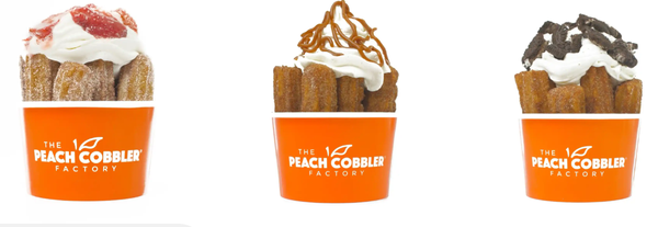 Churros - CHURRO STIX
• Strawberry • Peanut Butter & Jelly • OREO® • Cherry • Nutella® • Dulce De Leche Churros - CHURRO STIX
• Strawberry • Peanut Butter & Jelly • OREO® • Cherry • Nutella® • Dulce De Leche