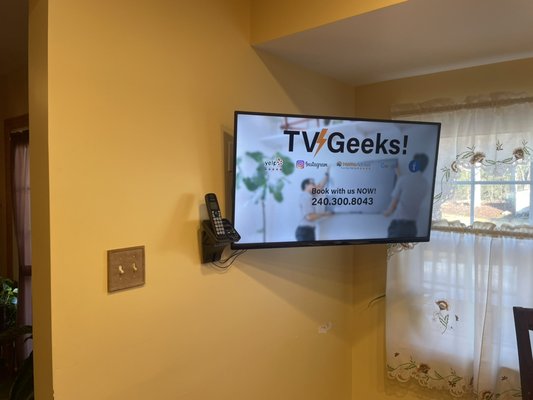 40” Vizio TV Mounting with Wire Concealment - The goal was to mount the 40” Vizio in the kitchen. We wanted to hide all wires while keeping the home phone intact where it is. 40” Vizio TV Mounting with Wire Concealment - The goal was to mount the 40” Vizio in the kitchen. We wanted to hide all wires while keeping the home phone intact where it is.