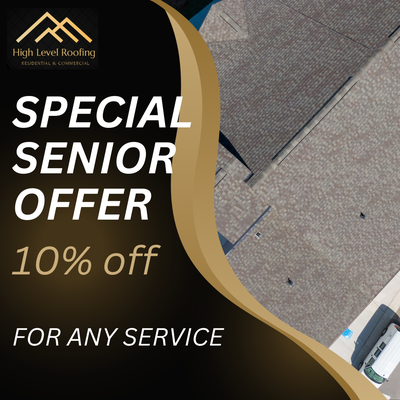 SPECIAL SENIOR OFFER - Seniors: Enjoy our special roofing promotion! Get 10% off any roofing Service. Our expert team ensures top-quality service to keep your home safe and secure. Limited-time offer! SPECIAL SENIOR OFFER - Seniors: Enjoy our special roofing promotion! Get 10% off any roofing Service. Our expert team ensures top-quality service to keep your home safe and secure. Limited-time offer!