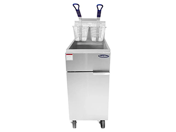 lb CookRite Fryer Natural Gas Floor Model - Capable of holding up to 75 pounds of oil, ideal for high-volume frying in commercial settings.
Operates on natural gas or propane, providing quick heating and precise temperature control for consistent frying results.
Built with durable stainless steel, ensuring longevity and ease of cleaning while maintaining hygiene standards.
Distributes heat evenly throughout the fryer for uniform cooking and crispy textures.
Includes two nickel-plated fry baskets with plastic-coated handles for safe handling of food, along with a front-mounted oil drain valve for easy cleaning and maintenance. lb CookRite Fryer Natural Gas Floor Model - Capable of holding up to 75 pounds of oil, ideal for high-volume frying in commercial settings.
Operates on natural gas or propane, providing quick heating and precise temperature control for consistent frying results.
Built with durable stainless steel, ensuring longevity and ease of cleaning while maintaining hygiene standards.
Distributes heat evenly throughout the fryer for uniform cooking and crispy textures.
Includes two nickel-plated fry baskets with plastic-coated handles for safe handling of food, along with a front-mounted oil drain valve for easy cleaning and maintenance.