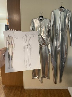 Custom Alien outfit for Ekaterina Lisina - This client came to me with asking for a custom made look she requested an Alien inspired suit. I drew out a concept after she showed me what fabric she would like to use for the look. I used her measurements to create her own personal fit. This was a unique project because Kat held a world record for worlds tallest woman standing at 6'9. Custom Alien outfit for Ekaterina Lisina - This client came to me with asking for a custom made look she requested an Alien inspired suit. I drew out a concept after she showed me what fabric she would like to use for the look. I used her measurements to create her own personal fit. This was a unique project because Kat held a world record for worlds tallest woman standing at 6'9.