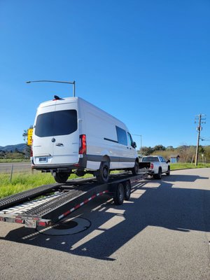 Mercedes-Benz Sprinter Vans from San Luis Obispo, CA to different states in the US - We've had the pleasure of transporting beautiful Sprinter Vans for our partners at Mercedes-Benz of San Luis Obispo to various clients in different locations around the country. These locations include St. George, Utah, Salt Lake City, Utah, Millstone Township, NJ, Chicopee, MA, among others. The Sprinters were transported using open transport, and depending on the distance, they arrived between 2 days (for nearby destinations) and 7 days (for destinations across the country). From a classic Mini Cooper to a huge Sprinter Van, BEVERLY is happy to to do the job.