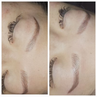 Hyperrealism Nano eyebrow tattoo - Hyperrealism Nano is the most advanced technique in permanent cosmetics. It is ultra gentle on the skin. Unlike microblading which slices the skin, nano is done with a state of the art machine that bounces on the surface of the skin inflicting microtrauma which creates a vacuum and gently sucks the pigment into the skin. The integrity of the skin is preserved while tattooing a realistic hairstroke that is soft and natural. This technique also ages superior to Microblading.