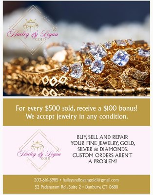Sell Your broken, or unwanted jewelry today - Don’t know what to do with your broken or unwanted jewelry? Sell it for extra cash today. You can also trade it in for a new piece of jewelry. Contact us today for more information! Sell Your broken, or unwanted jewelry today - Don’t know what to do with your broken or unwanted jewelry? Sell it for extra cash today. You can also trade it in for a new piece of jewelry. Contact us today for more information!