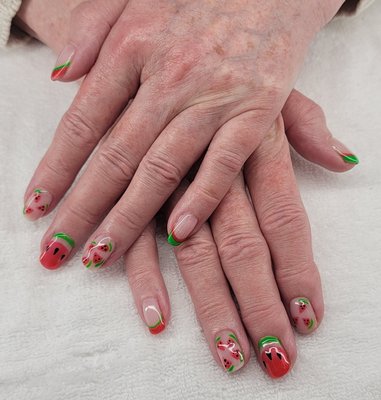 Gel polish manicure - Watermelon gel polish manicure. Gel polish manicure - Watermelon gel polish manicure.