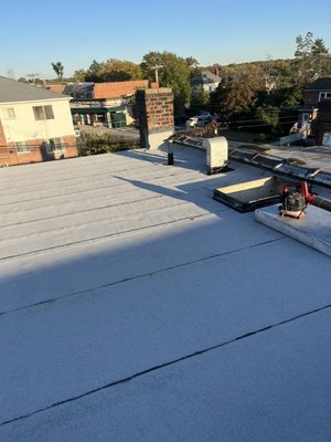 Flat Roofing - Two layers of the rubber roofing was removed. Isolation and dens deck was installed. Firestone 180 rubber app granulated was installed. Flat Roofing - Two layers of the rubber roofing was removed. Isolation and dens deck was installed. Firestone 180 rubber app granulated was installed.