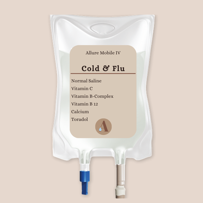 Cold & Flu - Cold & Flu IV treatment can help your body fight that virus and recover from your cold much faster.
Immune boosting vitamins and body aches and chill relief.
1000 ml Normal Saline-B-complex-B12-Vitamin C- Zinc-Toradol Cold & Flu - Cold & Flu IV treatment can help your body fight that virus and recover from your cold much faster.
Immune boosting vitamins and body aches and chill relief.
1000 ml Normal Saline-B-complex-B12-Vitamin C- Zinc-Toradol